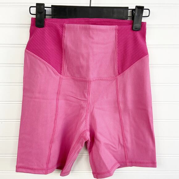 Revolve For Love & Lemons S Pink Dani Ribbed Color Block Biker Shorts - Picture 2 of 6